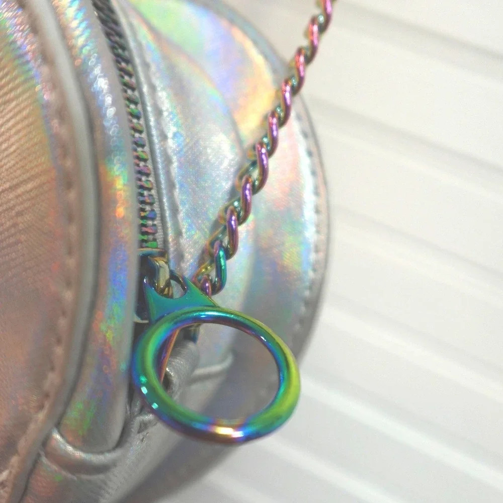 Monster High Heart Crossbody Purse Silver Metallic Costume‎ Chain Adjustable Bag